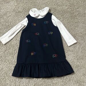 Florence Eiseman heart embroidered jumper with coordinated white long sleeve top